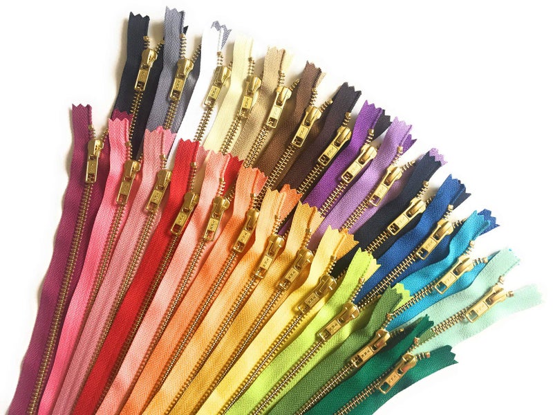 Craftbot Gold Metal Zippers in 25 Mixed Colors YKK No. 5 Zippers for Bags Sewing Crafts - Image 1